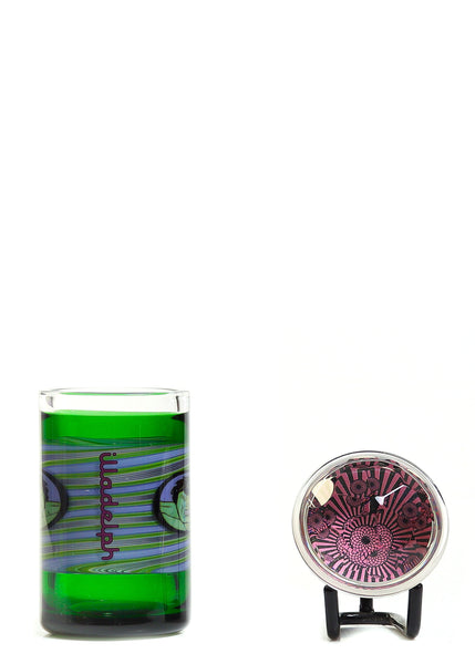 (#13) Illadelph Green and Purple Swirl w/Hulk Millies and faceted lid