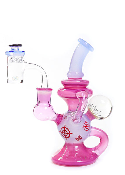 Illadelph x Mark Campas Pink Slyme & Blue Satin Scoped Rig w/ Mac Miler Faceted Carb Cap & Implosion Marble
