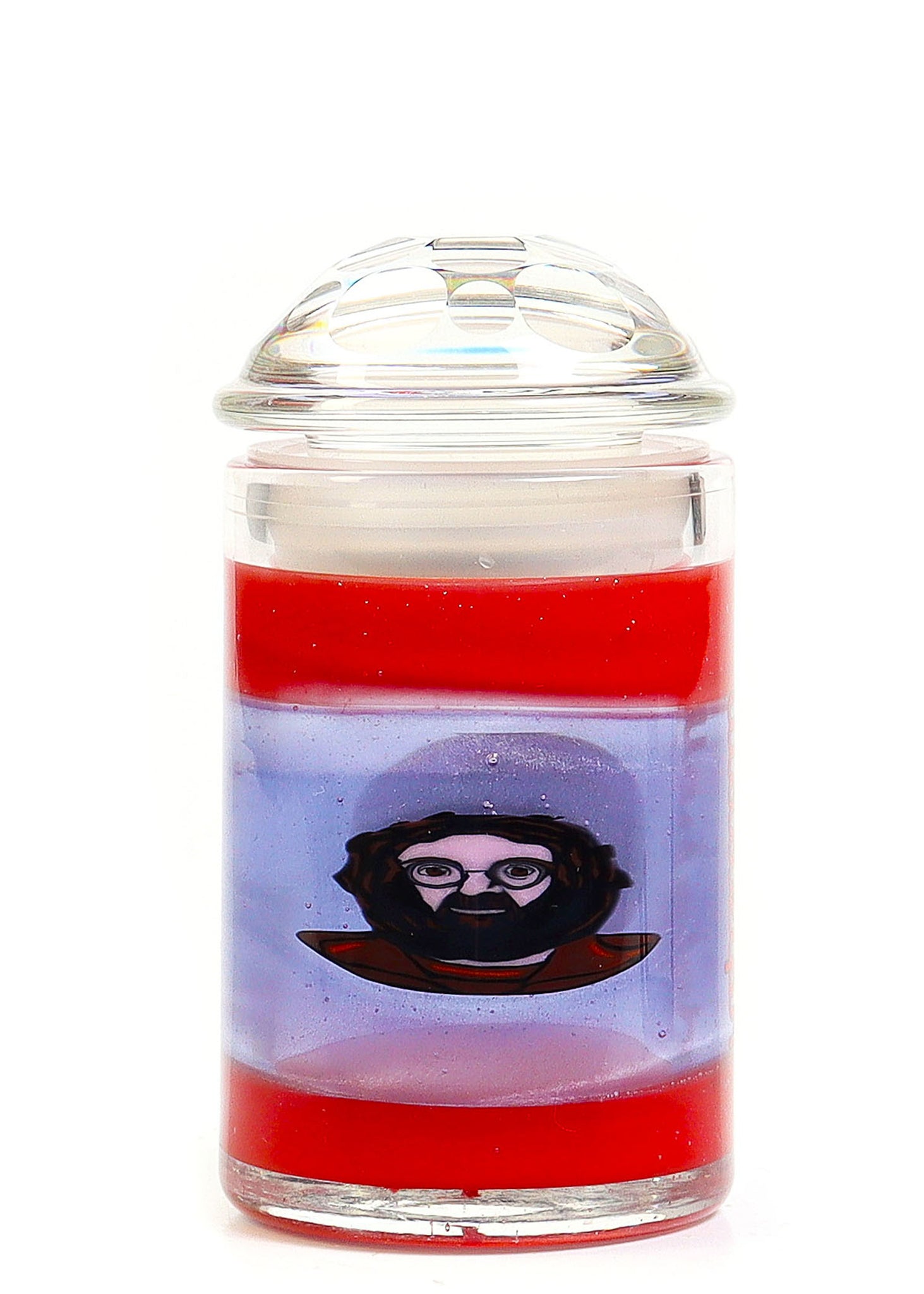 (#7) Illadelph x Strobel Grateful Dead Millies over Red and Blue Satin with Faceted Jar top